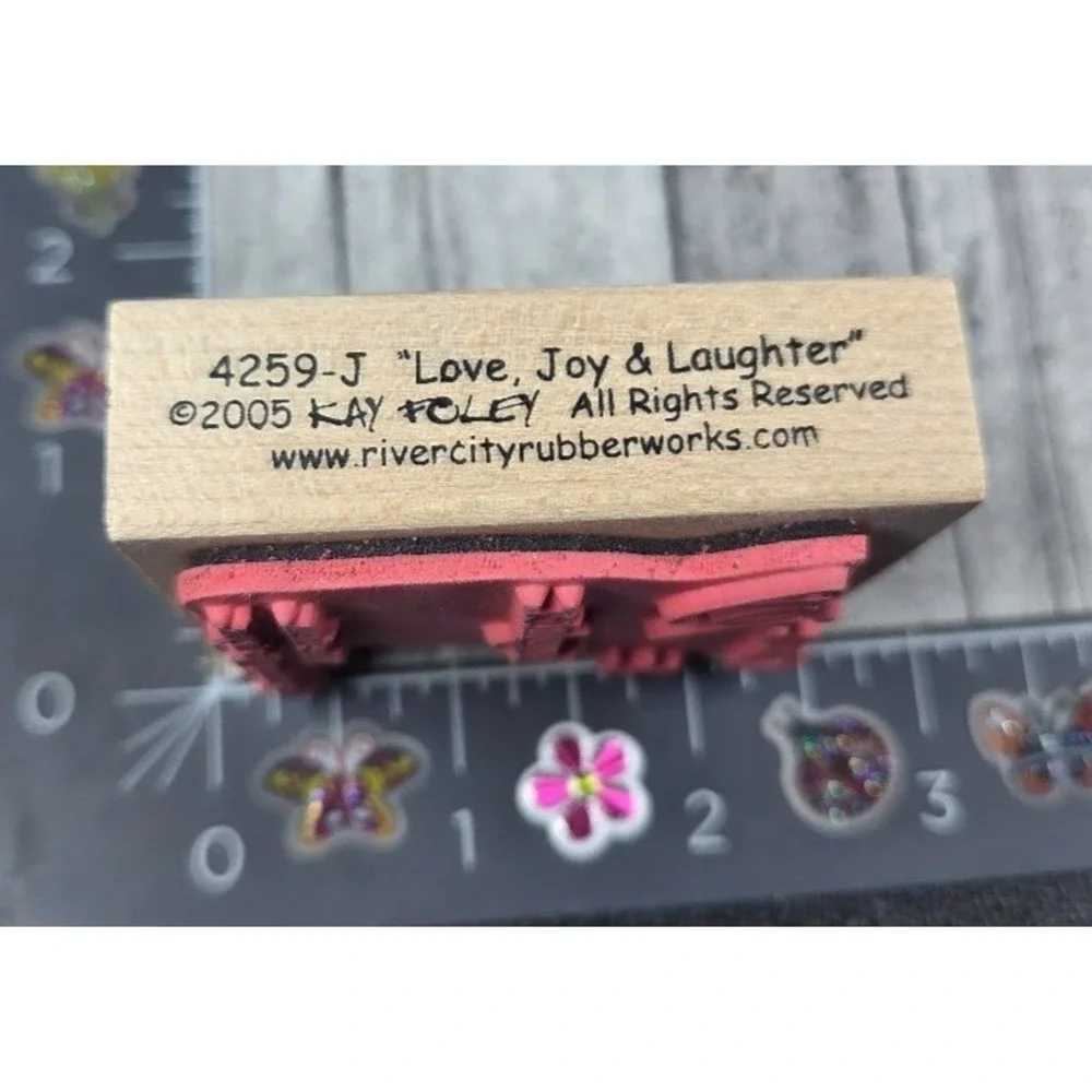 River City Love Joy Laughter Take Them Gifts 4259J Rubber Stamp Wood #F6